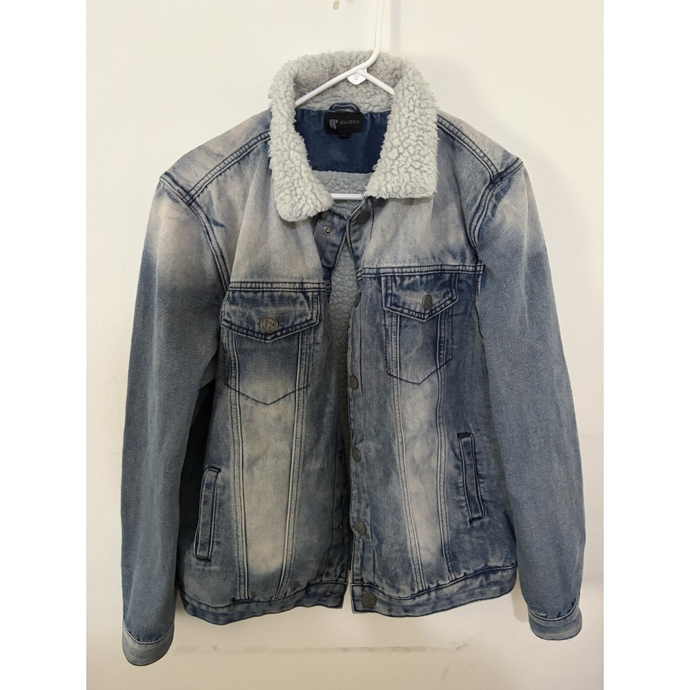 Waimea, Women's Light Blue Distressed Jean Front Pockets Denim Jacket, Size M